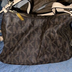 Michael Kors Dark Brown Patterned Shoulder Bag